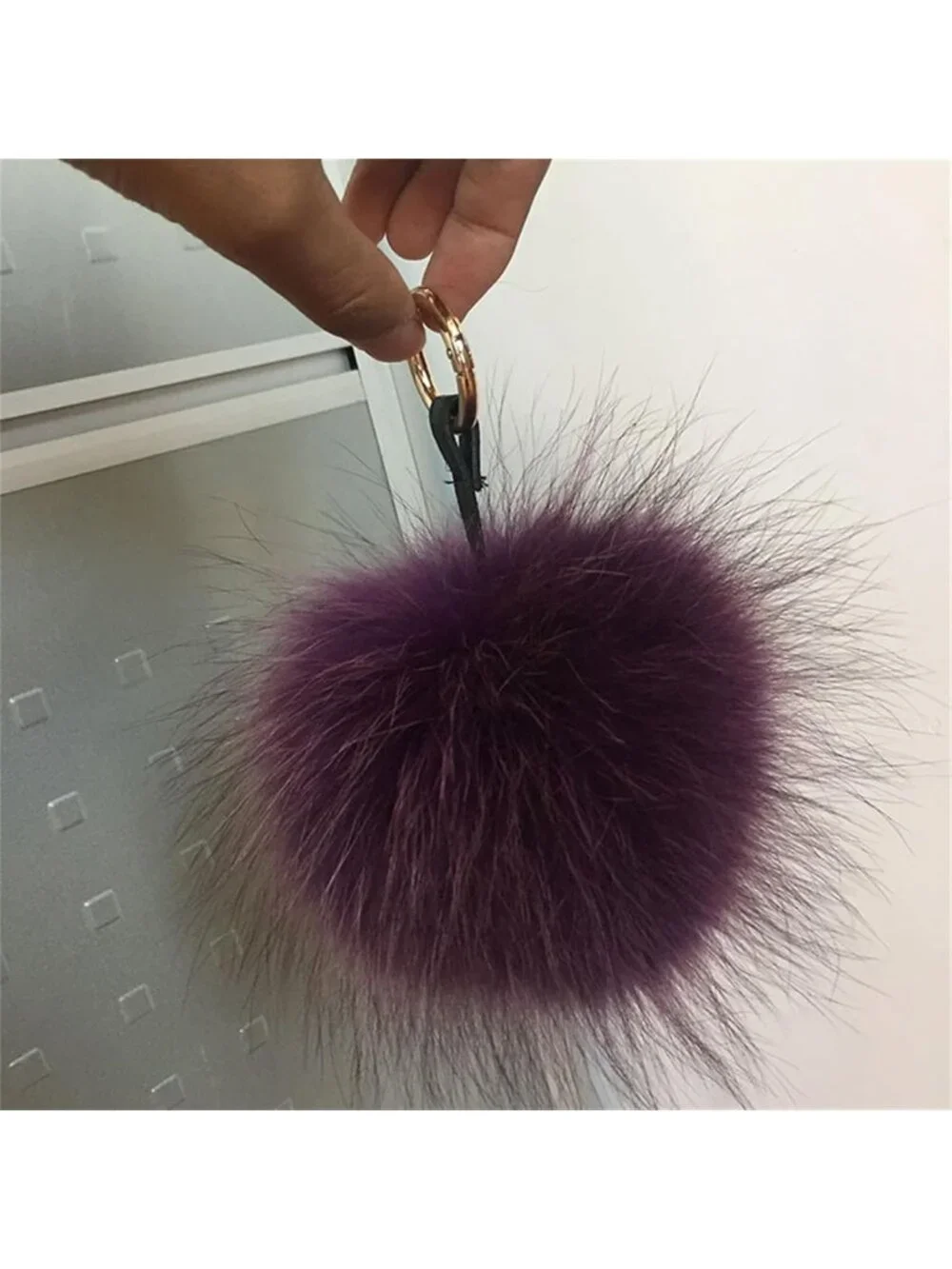 Fuzzy Fur Hairball Keychain for Car & Bag - Cute Furry Ball Key Ring Accessory